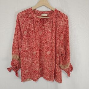 Natalie Martin Women's 100% Silk Floral Paisley Print Blouse